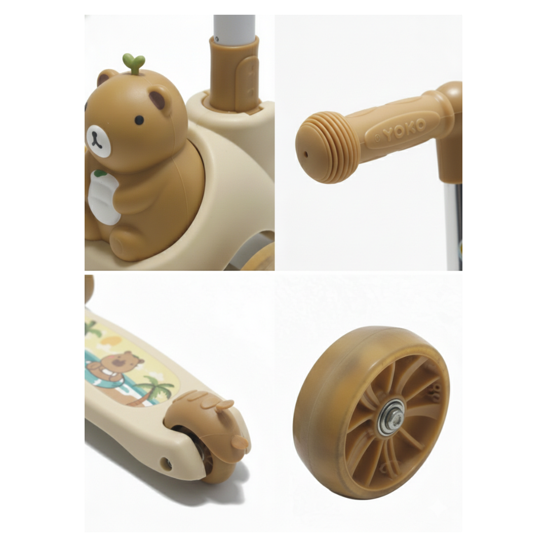 SCOOTER MONOPATÍN PARA NIÑOS Y NIÑAS DISEÑO CAPIBARA KAWAII / ALUMINIO PLEGABLE ANTIDESLIZANTE - 3