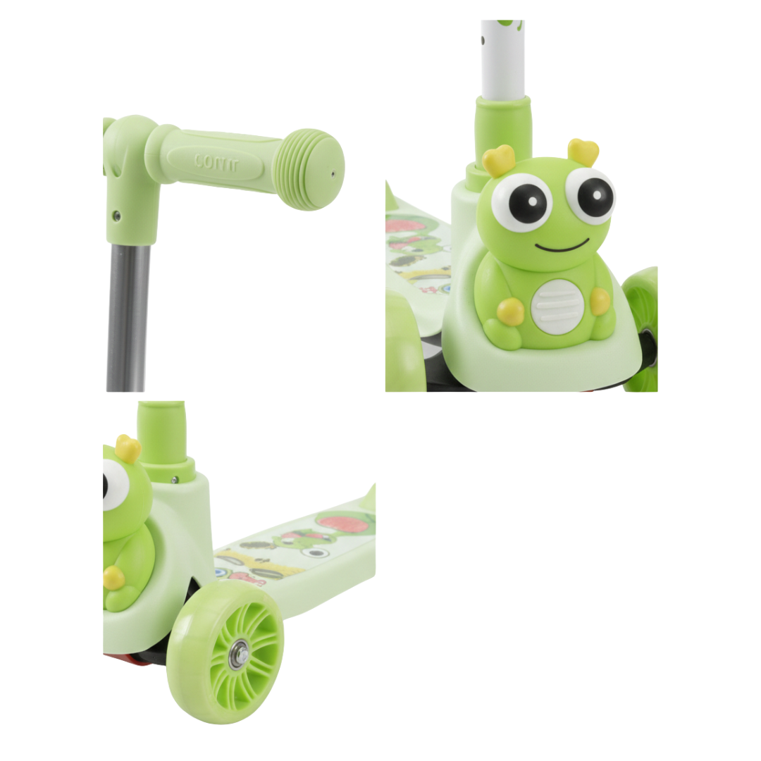 SCOOTER MONOPATÍN PARA NIÑOS Y NIÑAS DISEÑO RANA KAWAII / ALUMINIO PLEGABLE ANTIDESLIZANTE - 3