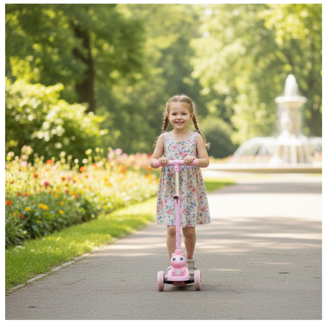 SCOOTER MONOPATÍN PARA NIÑOS Y NIÑAS DISEÑO RANA KAWAII / ALUMINIO PLEGABLE ANTIDESLIZANTE - 2