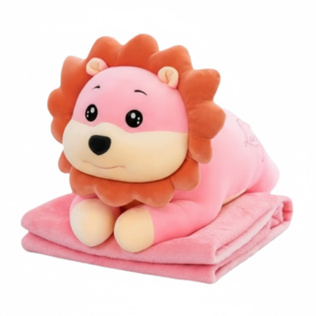 PELUCHE LEONCITO CON MANTA SUAVE INTERNA FELPA - 1
