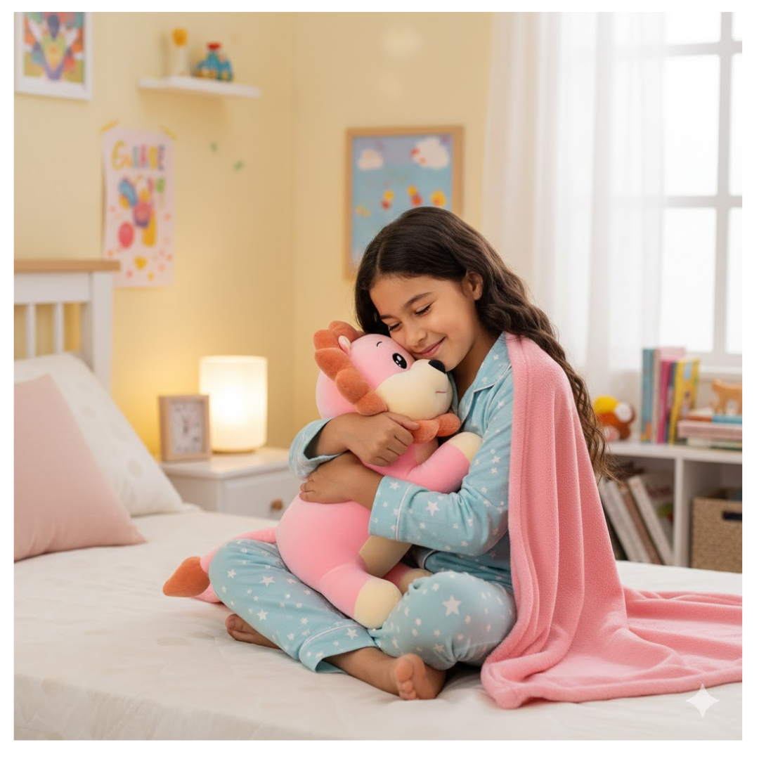 PELUCHE LEONCITO CON MANTA SUAVE INTERNA FELPA - 2