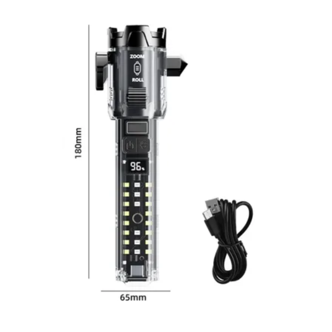 LINTERNA MULTIFUNCIÓN 10 EN 1 CON MARTILLO DE SEGURIDAD Y LUCES LED - 4