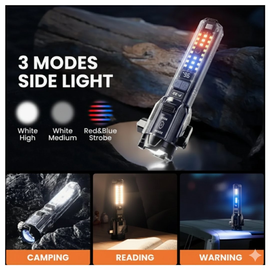 LINTERNA MULTIFUNCIÓN 10 EN 1 CON MARTILLO DE SEGURIDAD Y LUCES LED - 6