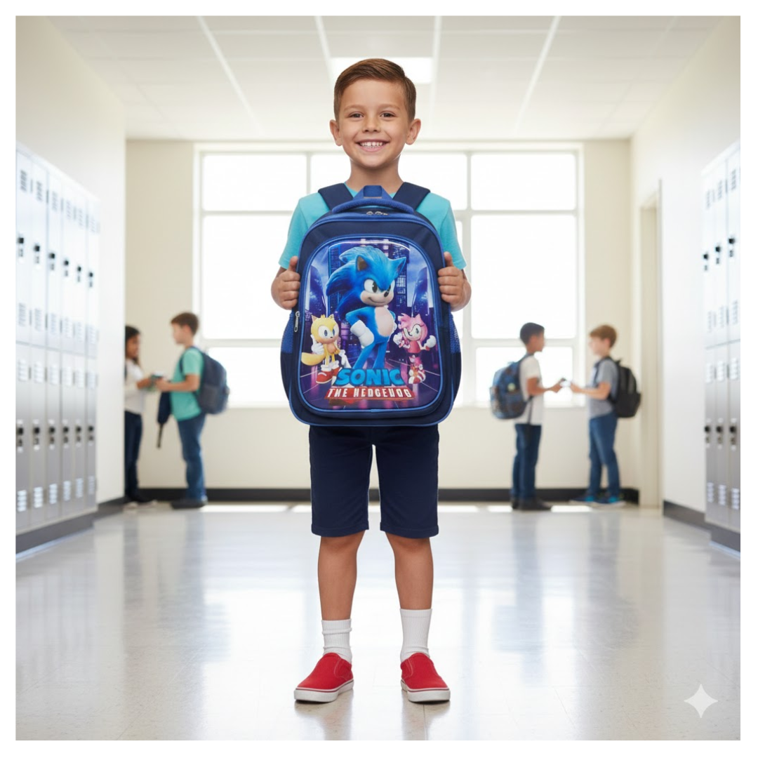 MOCHILA PARA NIÑAS Y NIÑOS DISEÑO SONIC EL ERIZO / OFICIO / REGRESO A CLASES INFANTIL - 5
