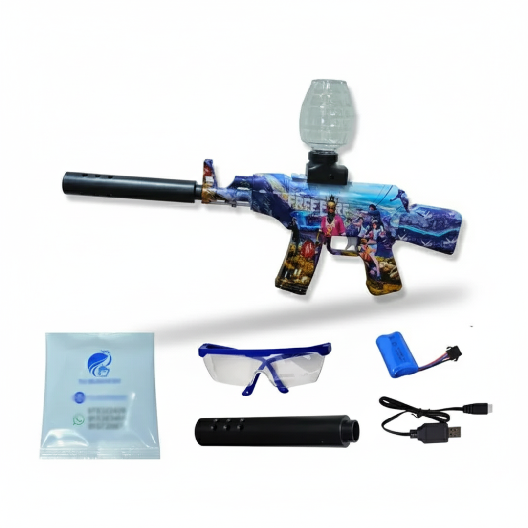 PISTOLA DE HIDROGEL FREE FIRE MODELO AK 47 MINI LANZADOR DE BOLITAS DE GEL / JUGUETE PARA NIÑOS Y ADULTOS - 1