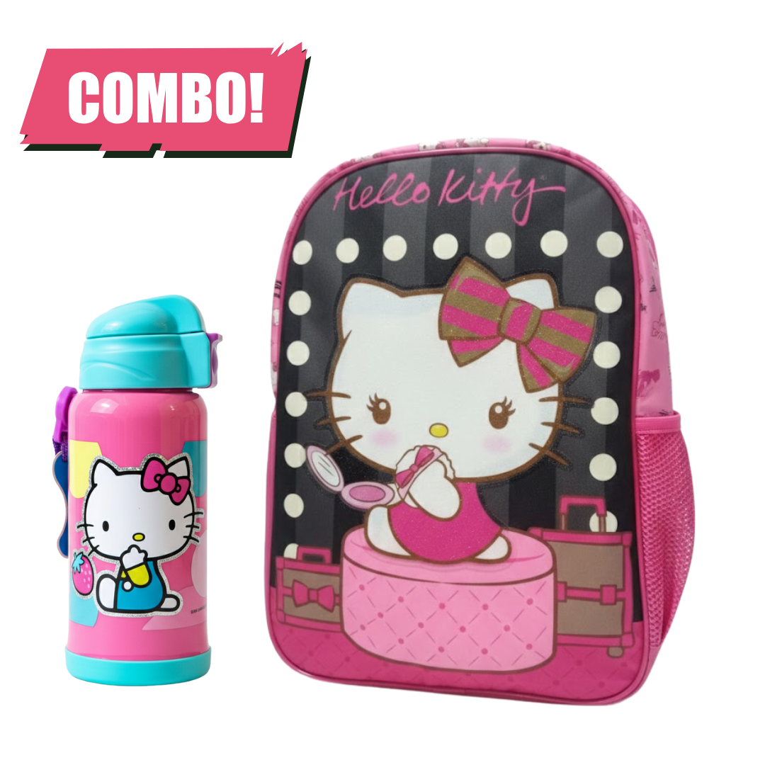 MOCHILA HELLO KITTY  3 EN 1 MULTIPACK PARA NIÑOS Y NIÑAS CON TOMA TODO CAÑA ESCOLAR /  REGRESO A CLASES - 1