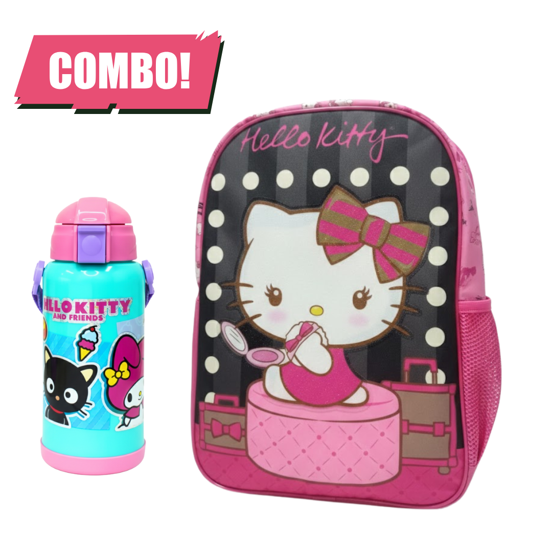 MOCHILA HELLO KITTY  3 EN 1 MULTIPACK PARA NIÑOS Y NIÑAS CON TOMA TODO CAÑA ESCOLAR /  REGRESO A CLASES - 1