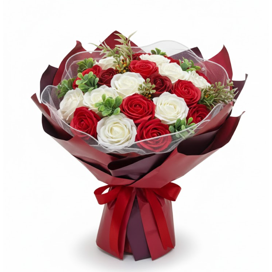 FLORES BOUQUET ROSAS ARTIFICIALES DECORATIVA REGALO - 1