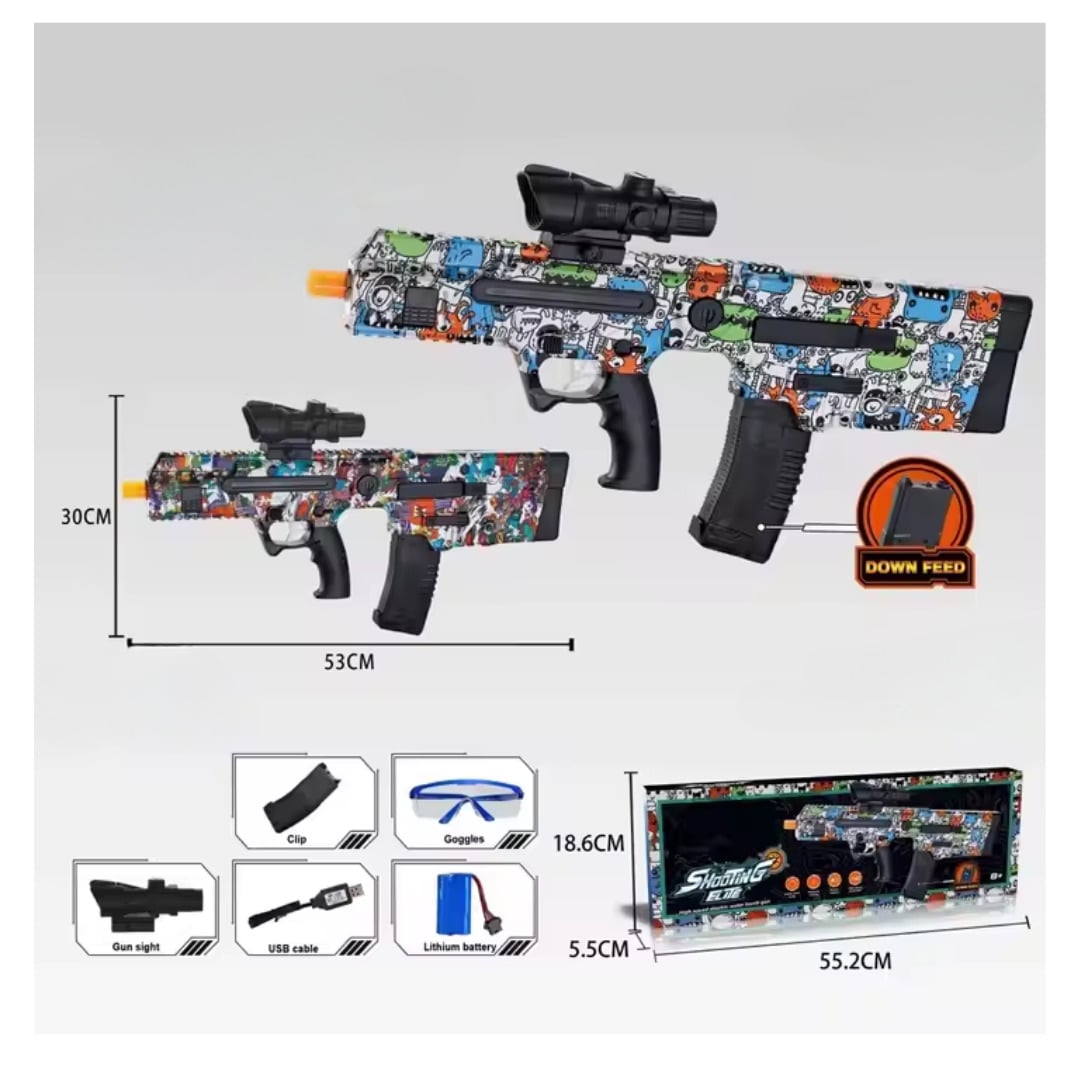 JUGUETE PISTOLA LANZADOR DE HIDROGEL PARA NIÑOS Y ADULTOS BALINES DE GEL RECARGABLE / ACCESORIOS LENTES Y MÁS - 3