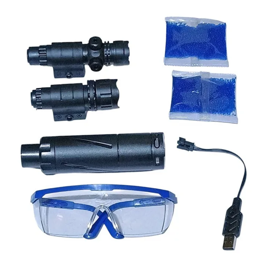 JUGUETE PISTOLA LANZADOR DE HIDROGEL PARA NIÑOS Y ADULTOS BALINES DE GEL RECARGABLE / ACCESORIOS LENTES Y MÁS - 4