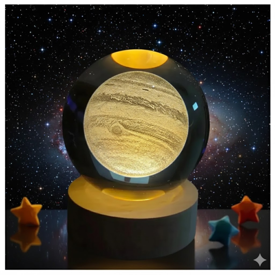 LÁMPARA DECORATIVA 3D SATURNO LED TRANSPARENTE - 2