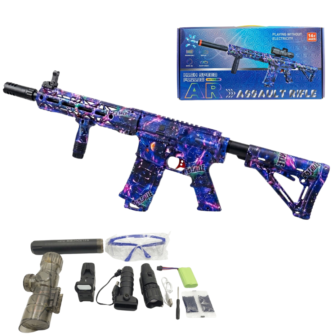 PISTOLA DE JUGUETE LANZADOR DE HIDROGEL MODELO AR RIFLE PARA NIÑOS Y ADULTOS / DISEÑO FORNITE Y ACCESORIOS LENTES - 1