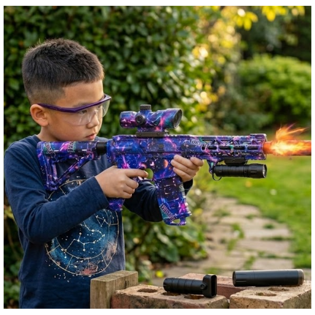 PISTOLA DE JUGUETE LANZADOR DE HIDROGEL MODELO AR RIFLE PARA NIÑOS Y ADULTOS / DISEÑO FORNITE Y ACCESORIOS LENTES - 2