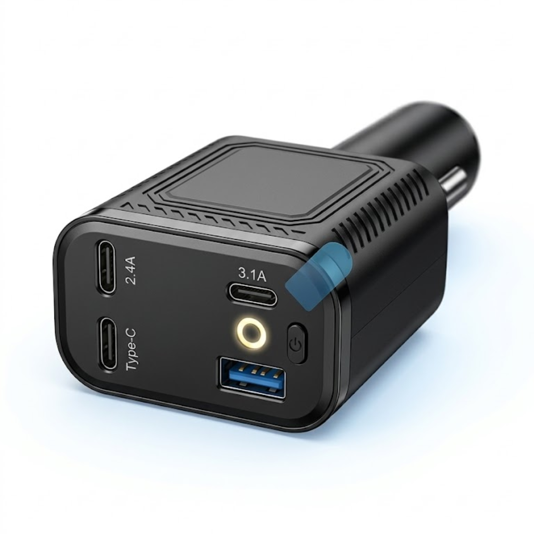 CARGADOR PARA CARROS AUTOMOVIL 4 EN 1 CABLE RETRÁCTIL SÚPER RÁPIDO USB C PROYECTA LUZ STARRY SKY  AL CARGAR - 4