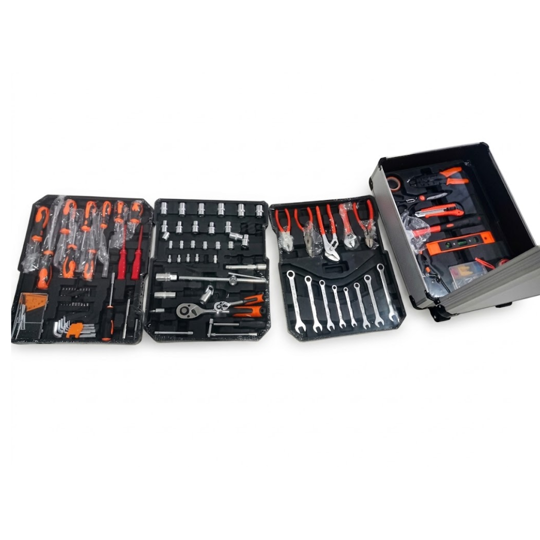 KIT DE HERRAMIENTAS DE 187 PCS + MALETÍN PORTÁTIL ACERO INOXIDABLE ESTUCHE ORGANIZADOR USO DOMÉSTICO Y PROFESIONAL - 4
