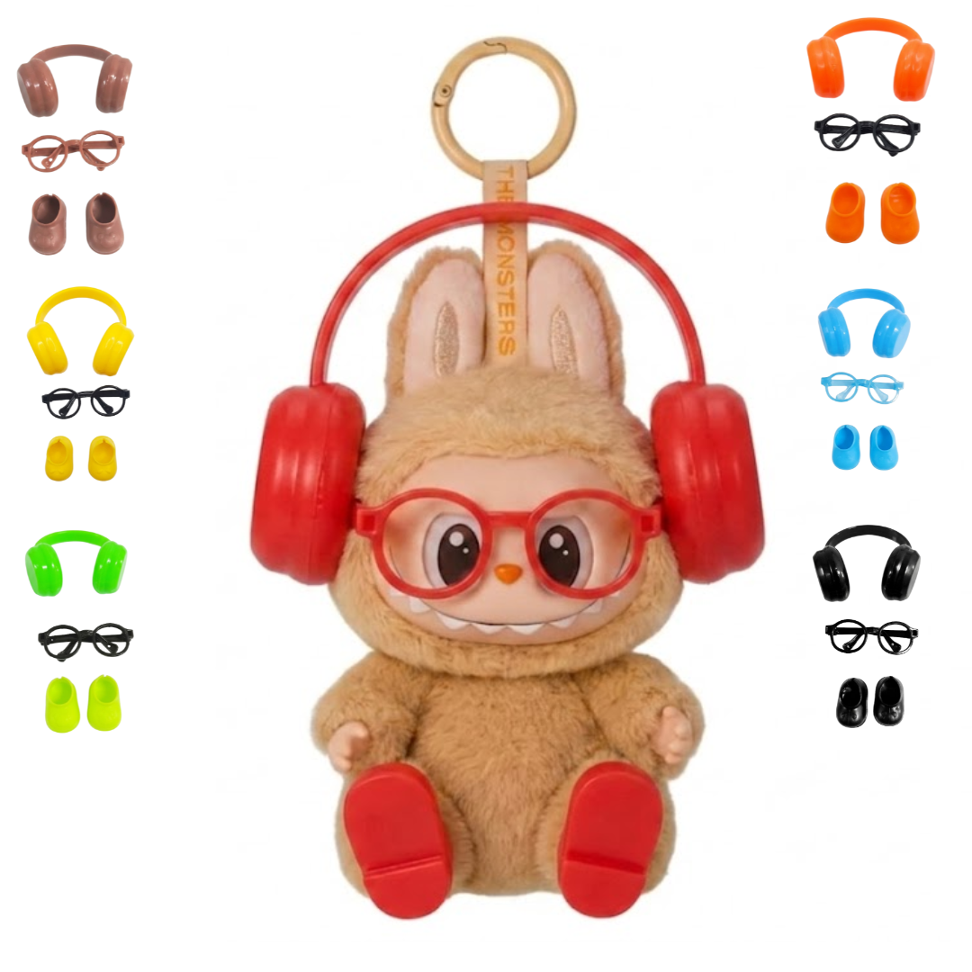 ACCESORIOS PARA TU LABUBU AUDÍFONO + LENTES + ZAPATOS / SUPER COMBO SORPRESA MULTICOLOR - 1