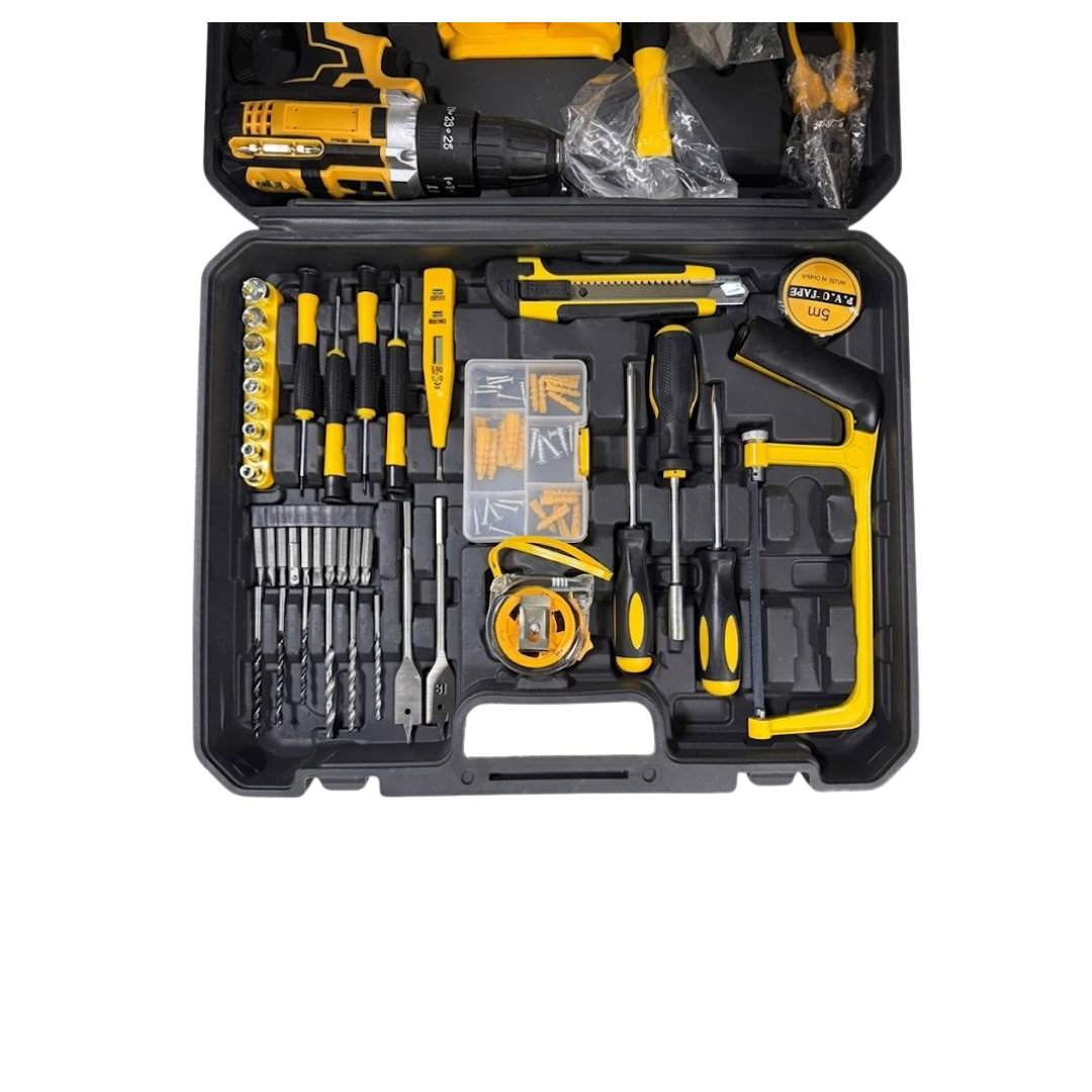 CAJA SET DE HERRAMIENTAS TALADRO ATORNILLADOR INALÁMBRICO + CEPILLOS DE LIMPIEZA - 2