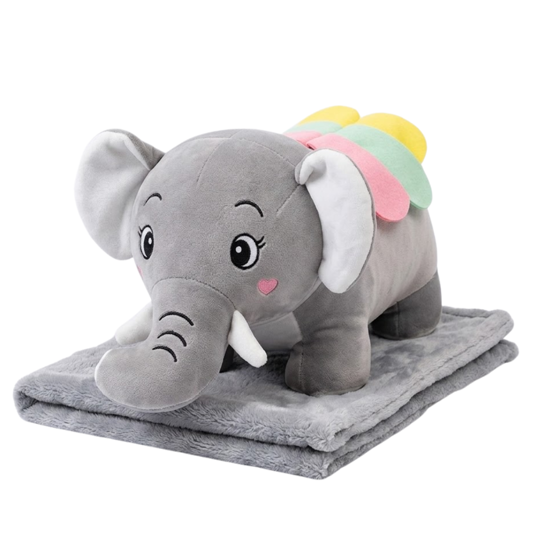 PELUCHE ELEFANTE BABY TIERNO CON MANTA TELA SUAVE - 1