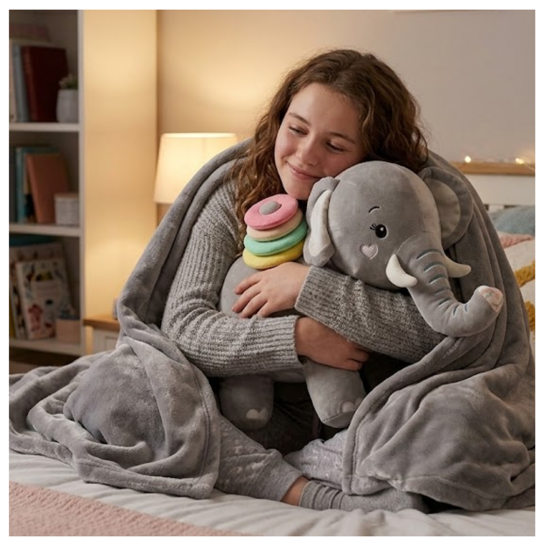 PELUCHE ELEFANTE BABY TIERNO CON MANTA TELA SUAVE - 2