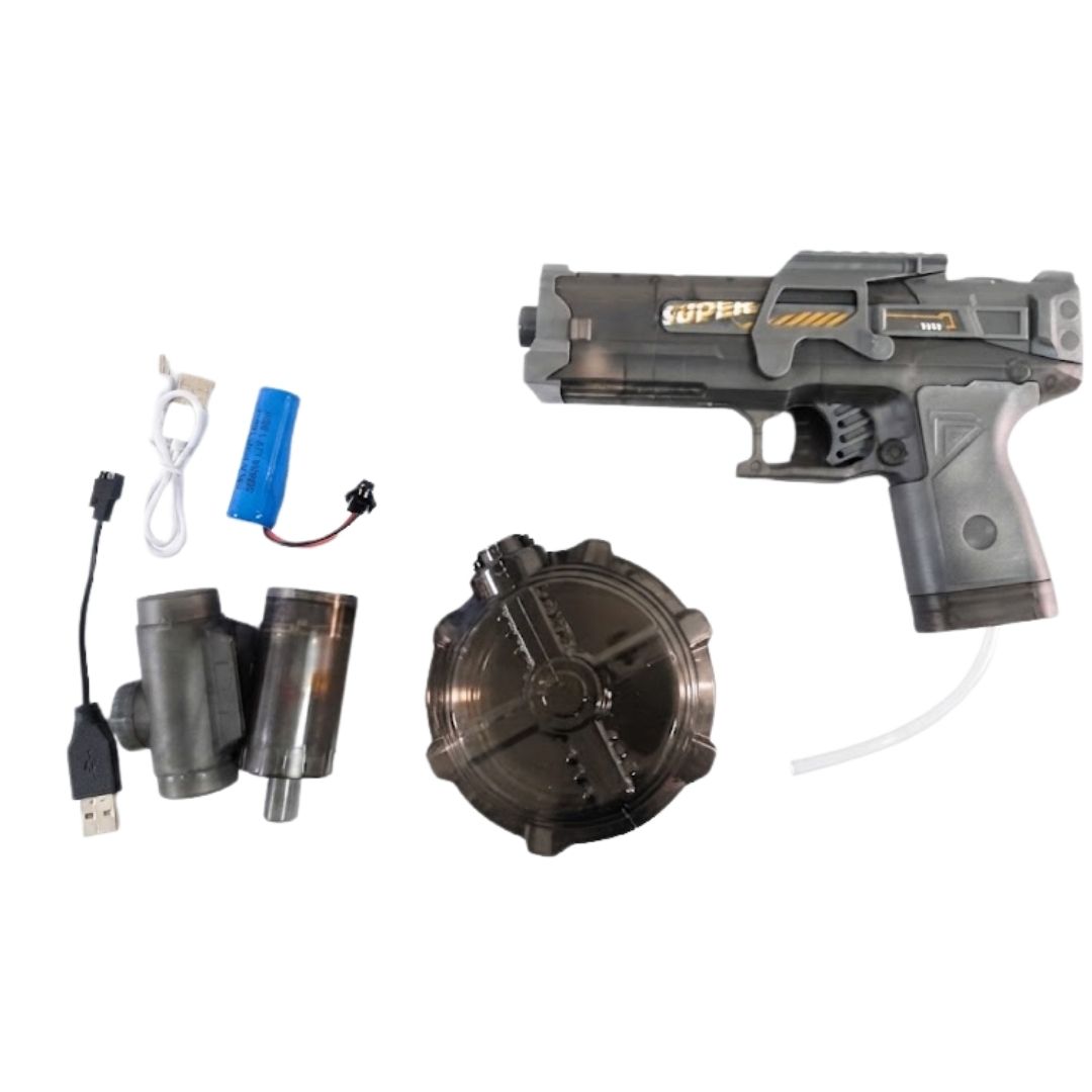 PISTOLA DE AGUA ELÉCTRICA RECARGABLE CON LUCES LED MULTICARGA - 4