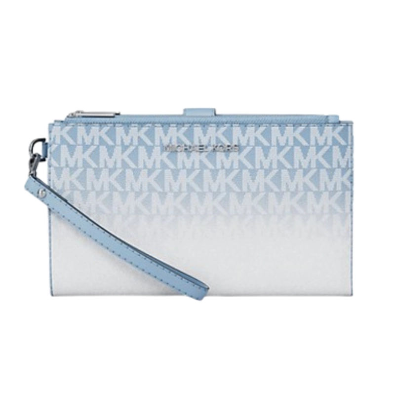 MICHAEL KORS BILLETERA DOBLE CREMALLERA PORTACELULAR CELESTE CLARO - 1