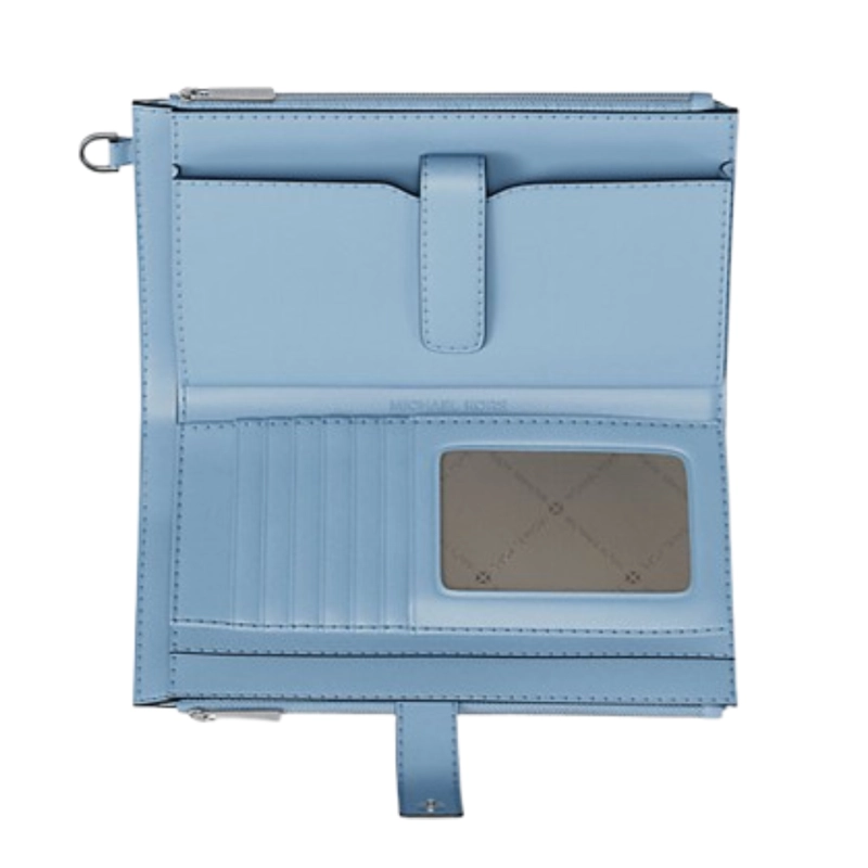 MICHAEL KORS BILLETERA DOBLE CREMALLERA PORTACELULAR CELESTE CLARO - 2