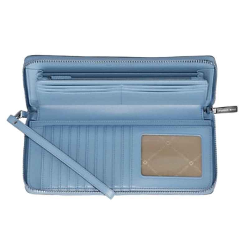 MICHAEL KORS BILLETERA JET SET CONTINENTAL CON  TACHUELAS CELESTE - 2