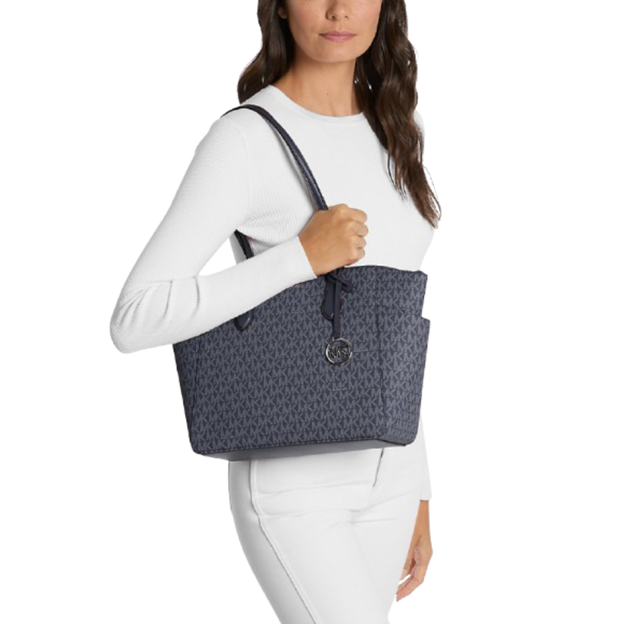 MICHAEL KORS BOLSO TOTE MARILYN MEDIANO AZUL MONOGRAM - 3