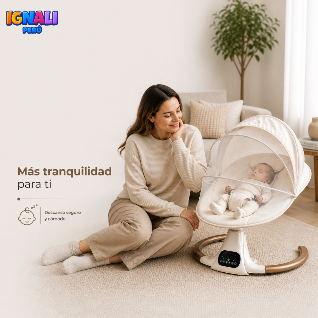 MECEDORA ELÉCTRICA PARA BEBÉ CON CONTROL REMOTO Y MALLA PROTECTORA - 2