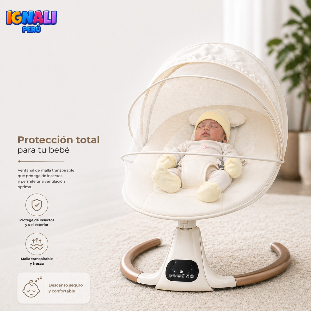 MECEDORA ELÉCTRICA PARA BEBÉ CON CONTROL REMOTO Y MALLA PROTECTORA - 4
