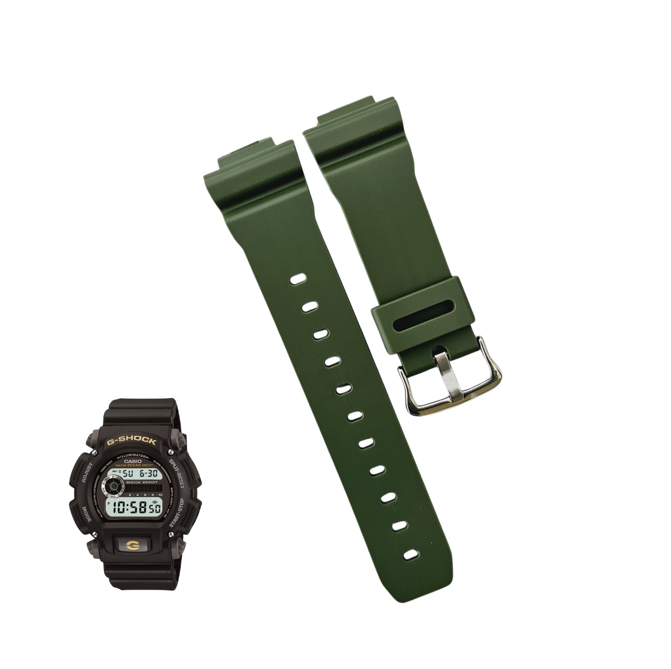 CORREA REPUESTO PARA CASIO G SHOCK DW-9052 - VERDE - 1