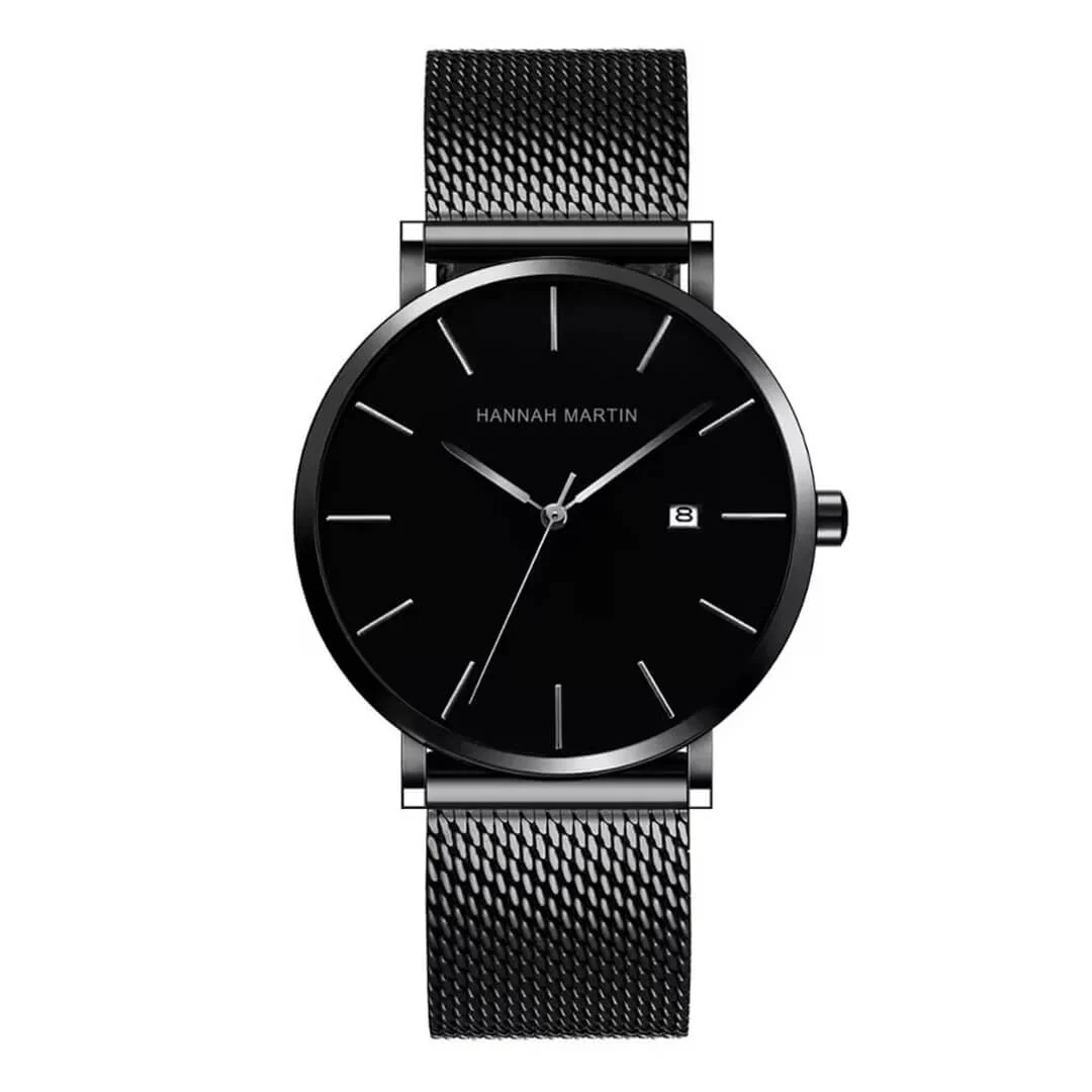 RELOJ PARA HOMBRE - HANNAH MARTIN - ACERO - FECHERO - NEGRO - 1