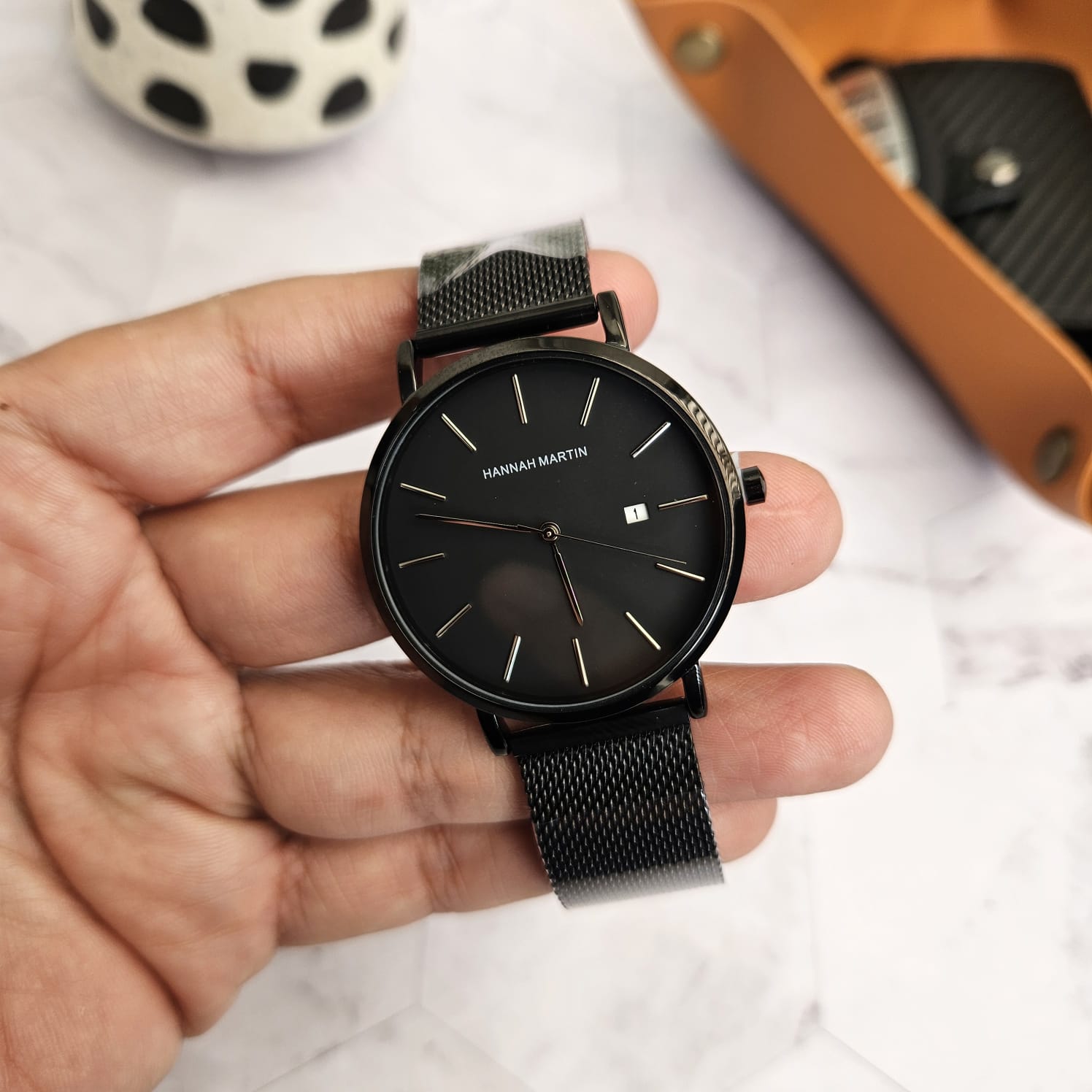 RELOJ PARA HOMBRE - HANNAH MARTIN - ACERO - FECHERO - NEGRO - 2
