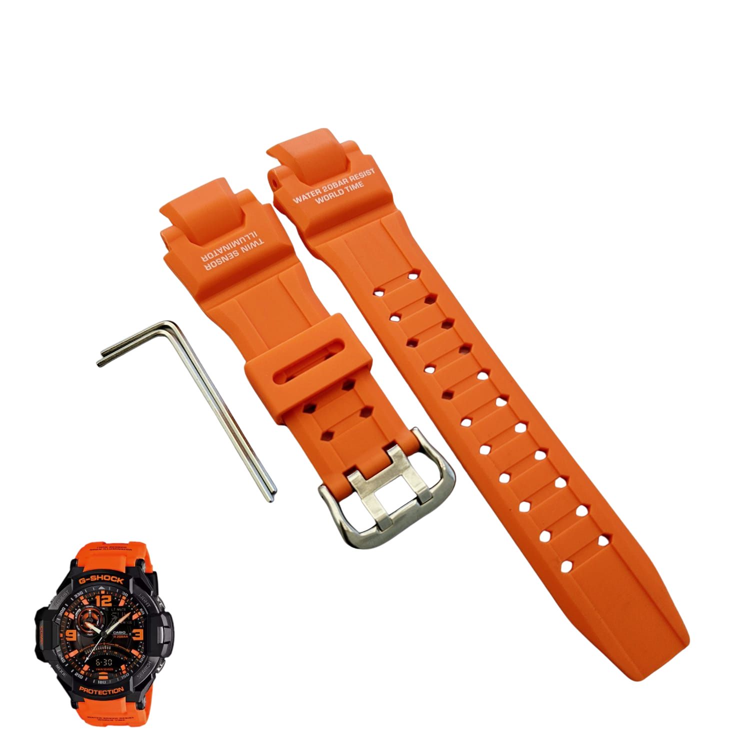 CORREA REPUESTO PARA CASIO G SHOCK GA1000 - NARANJA - 1