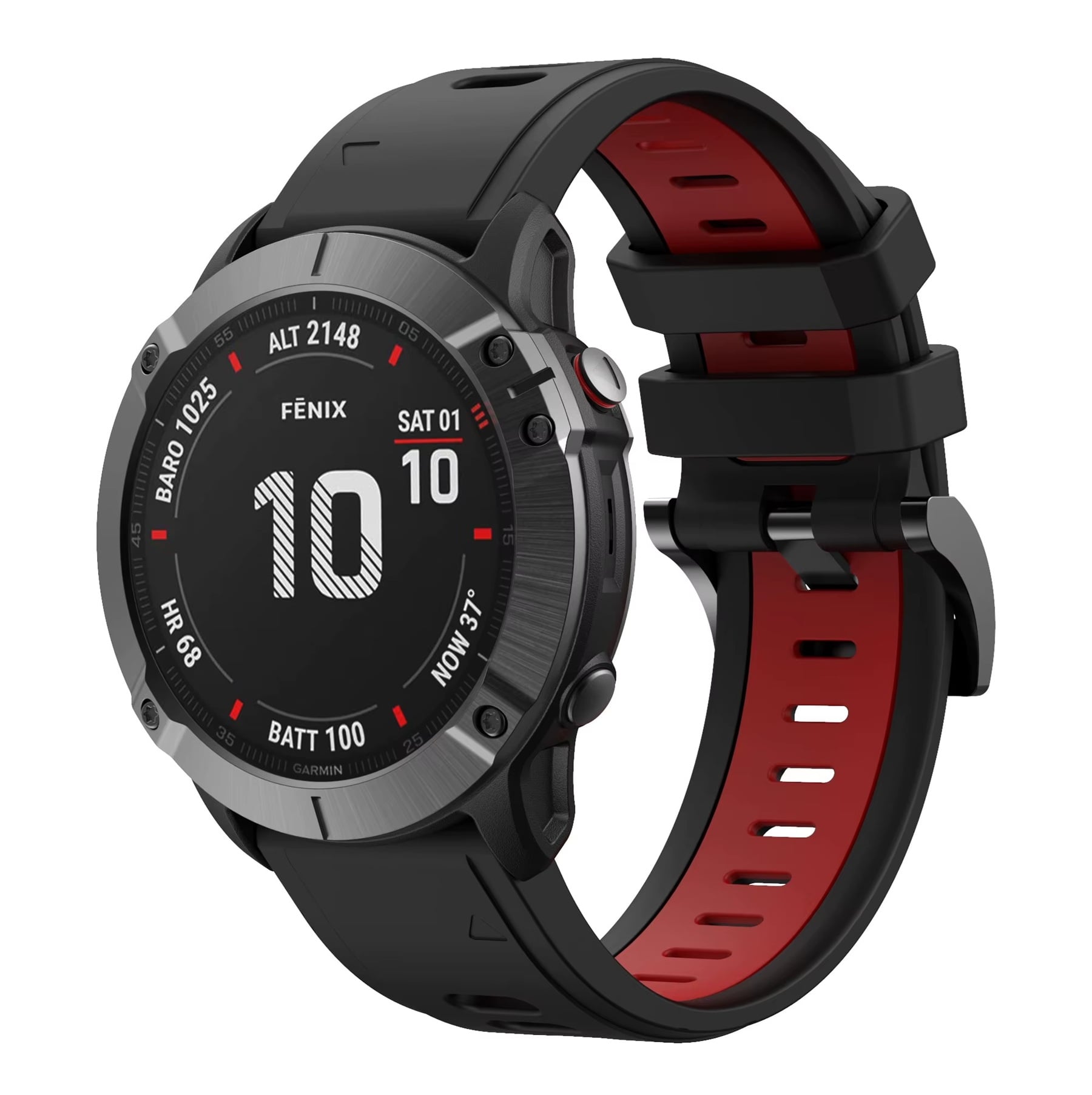 CORREA SILICONA QUICKFIT PARA RELOJ GARMIN - ANCHO 22MM - NEGRO ROJO - 3