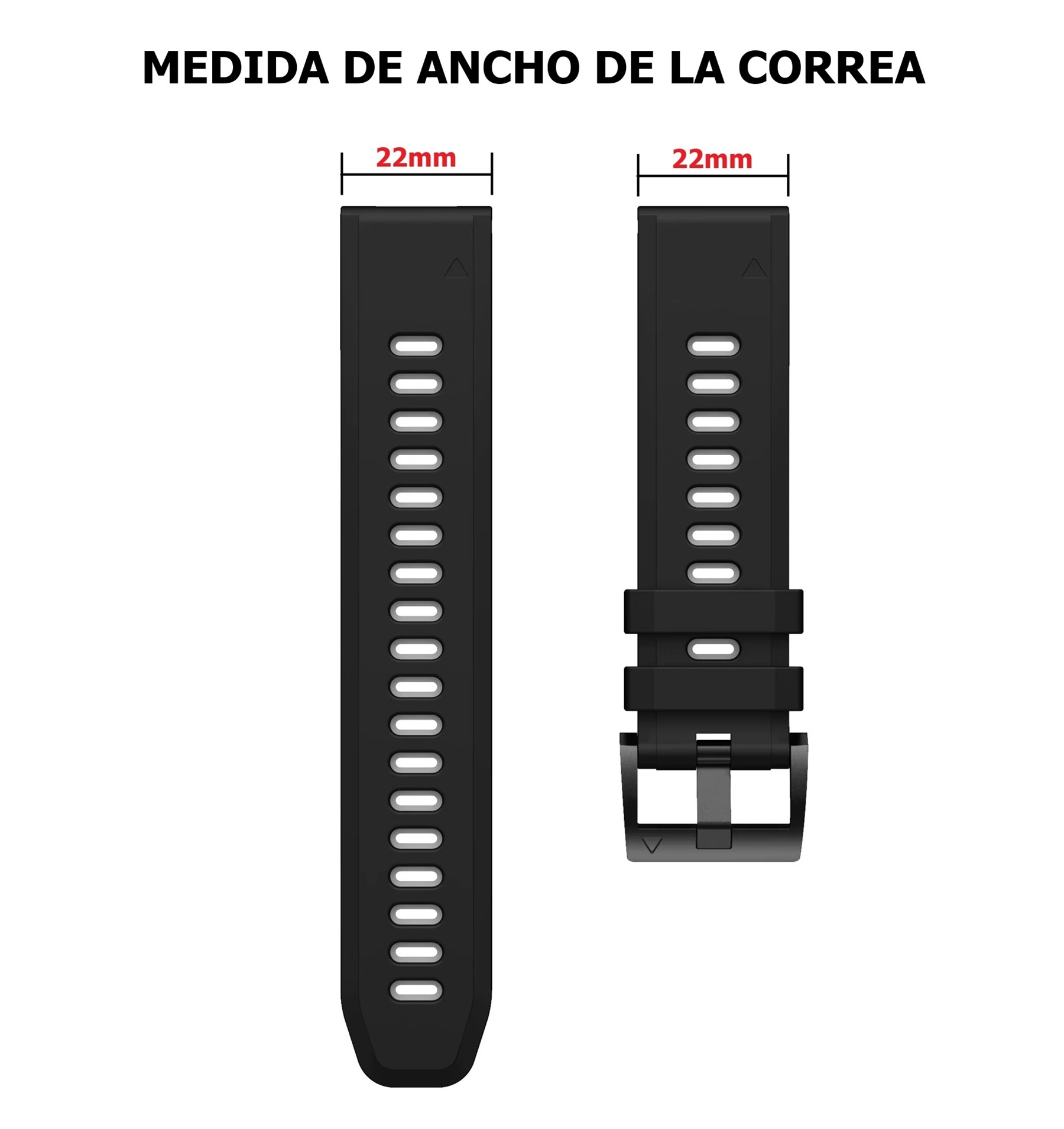 CORREA SILICONA QUICKFIT PARA RELOJ GARMIN - ANCHO 22MM - NEGRO ROJO - 5