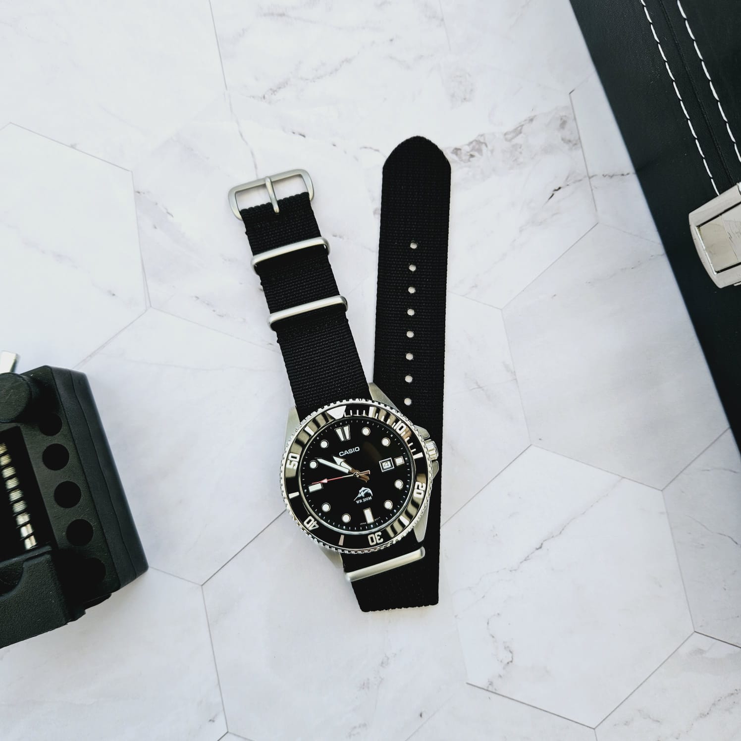 CORREA NYLON NATO - 18MM ANCHO - UNIVERSAL - NEGRO - 2