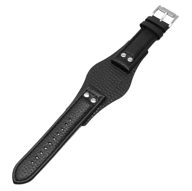 CORREA CUERO CON BASE PARA RELOJ UNIVERSAL - ANCHO 20MM - NEGRO - 1