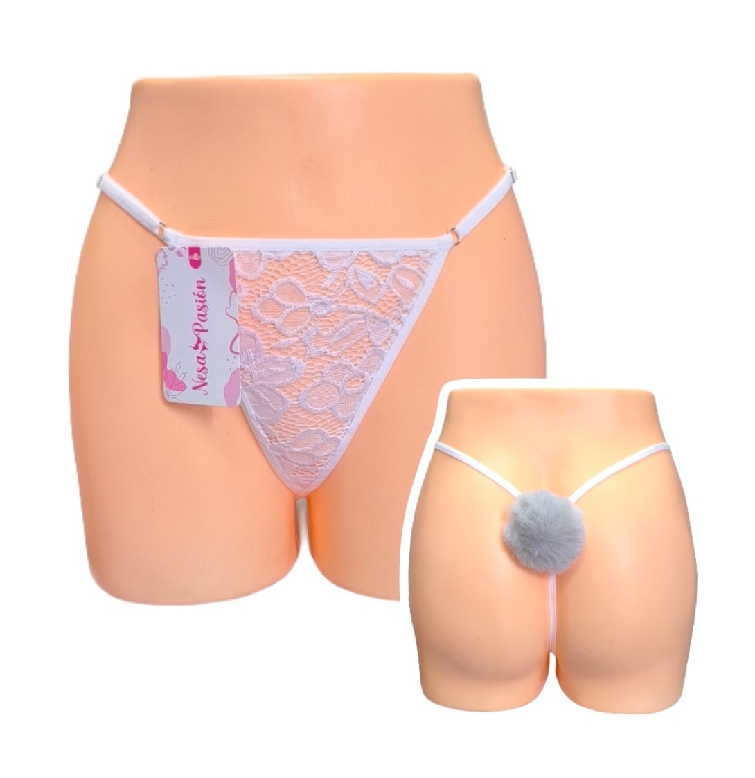 HILO CONEJA TANGA CONEJITA SEXY LENCERIA POMPON - 1
