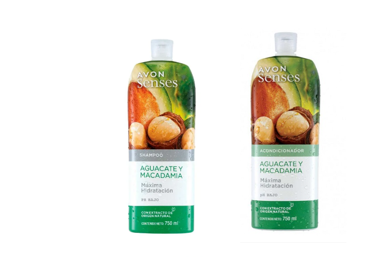 SHAMPOO + ACONDICIONADOR PALTA Y MACADAMIA  AVON SENSES - 1