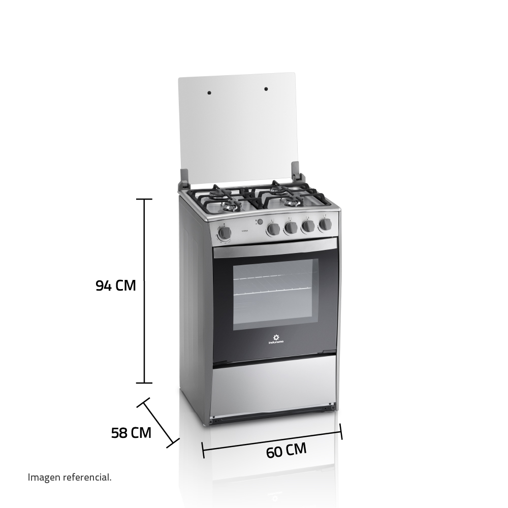 COCINA A GAS INDURAMA 4 HORNILLAS GAS VIENA 24' CROMA - 8