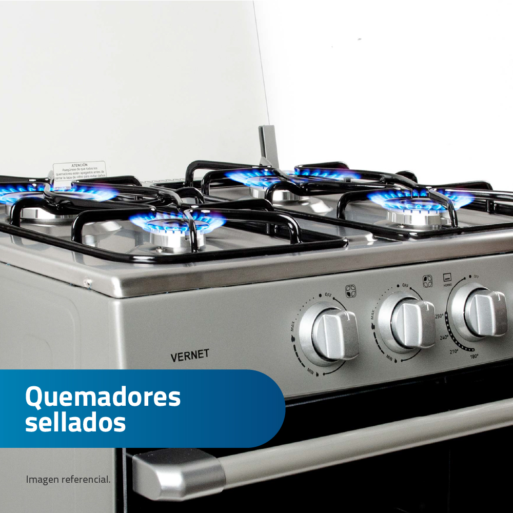 COCINA INDURAMA VERNET 24' GRIS 4 HORNILLAS - 6