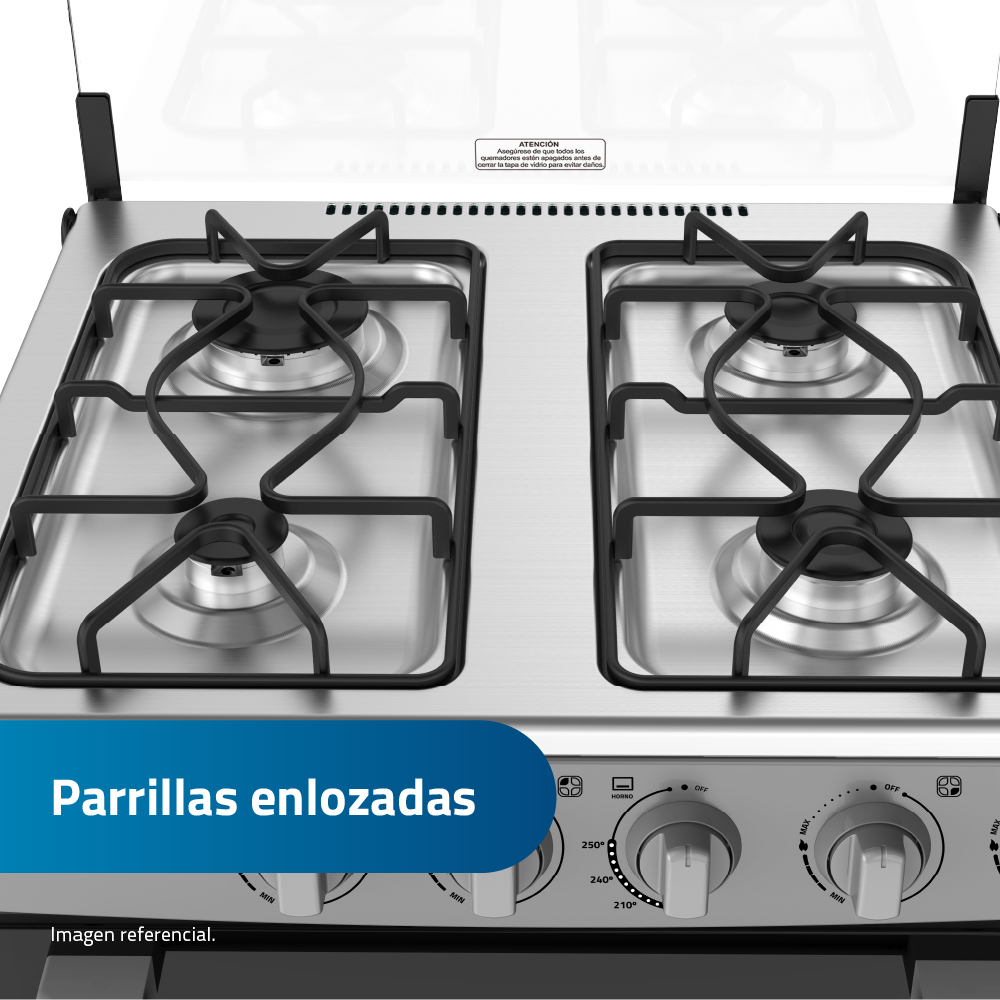 COCINA INDURAMA VERNET 24' GRIS 4 HORNILLAS - 7