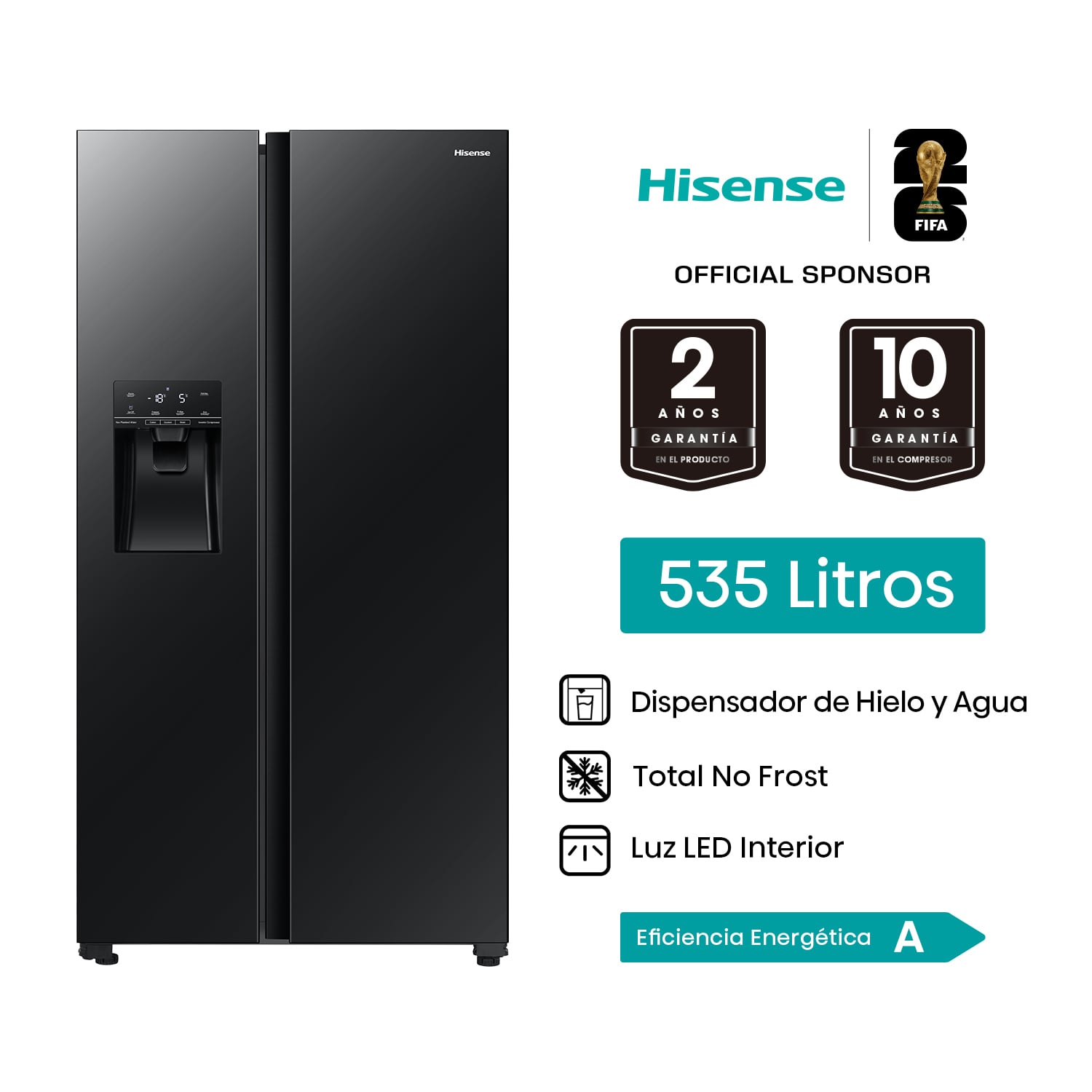 REFRIGERADOR SIDE BY SIDE HISENSE 535L BCD-535W C/D NEGRO - 2