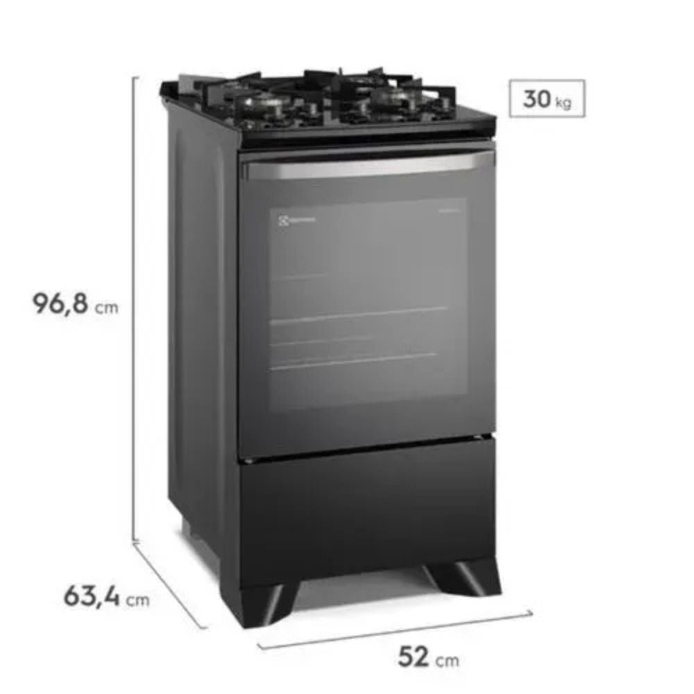 COCINA GAS ELECTROLUX FE4GP4H 20' NEGRO 4 HORNILLAS - 2