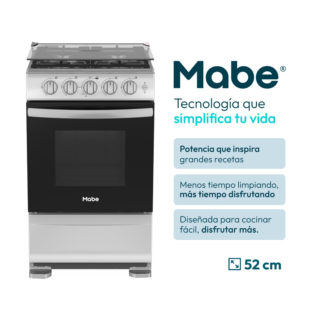 COCINA MABE EMP5120GP2 20' GRAFITO 4 HORNILLAS - 2
