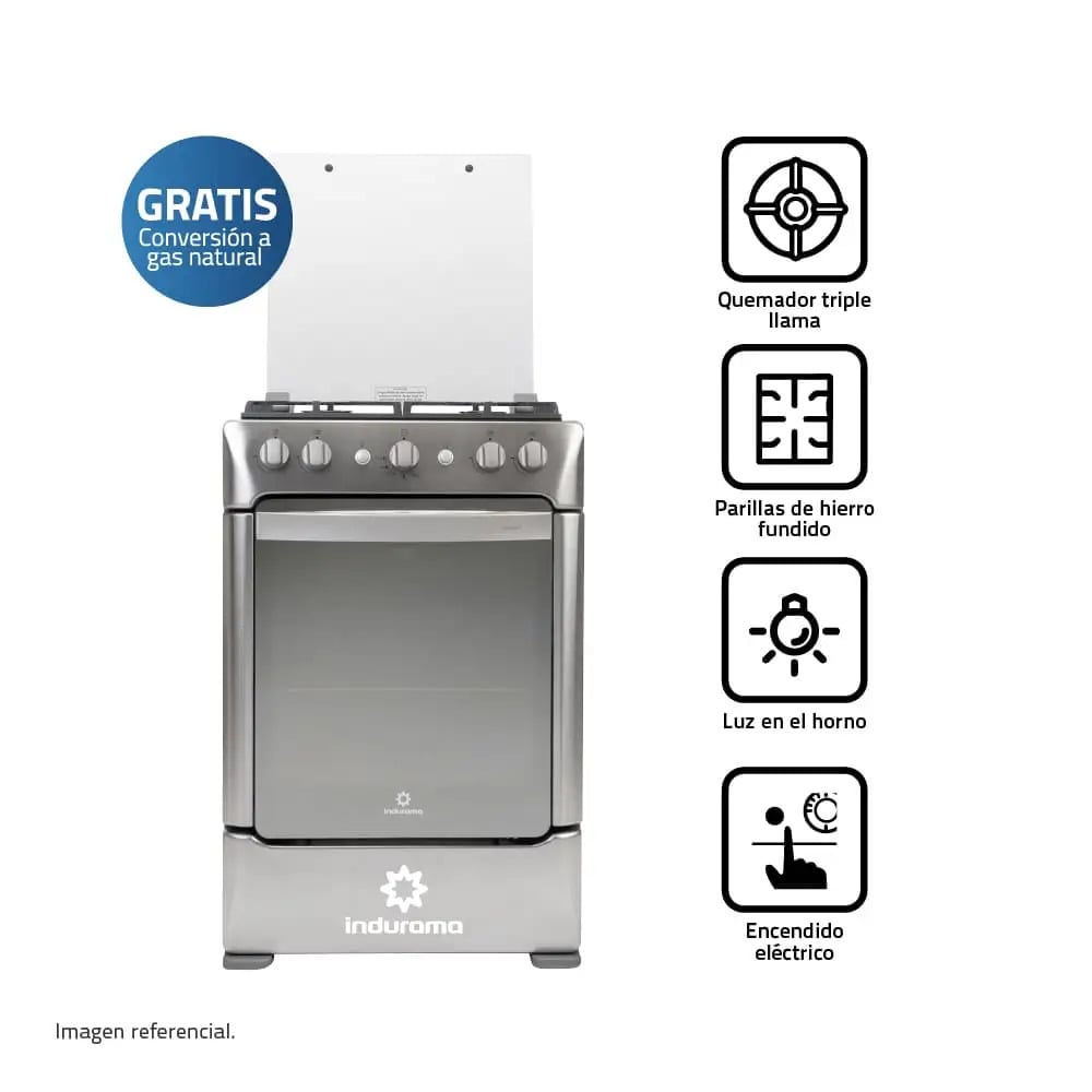 COCINA GAS INDURAMA GRANADA ZAFIRO 24' CROMA 4 HORNILLAS - 1