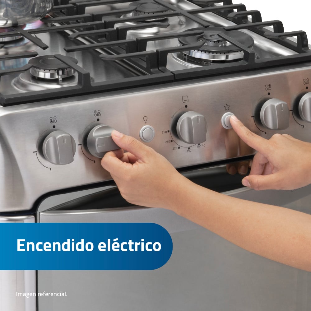 COCINA GAS INDURAMA GRANADA ZAFIRO 24' CROMA 4 HORNILLAS - 4