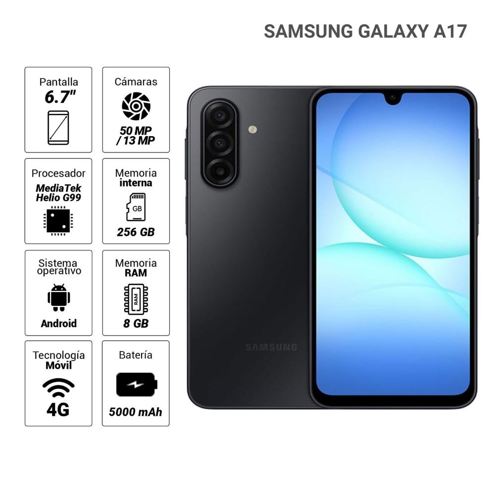 CELULAR SAMSUNG GALAXY A17 SM-A175FZKKLTP 4GB 256GB 50MP NEGRO - 2