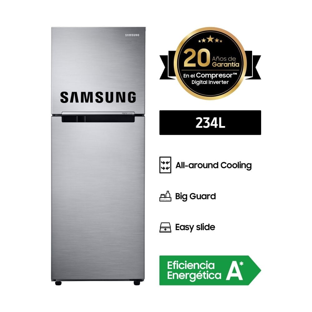 REFRIGERADORA SAMSUNG TOP FREEZER 234L RT22FARADS8 PLATA - 1